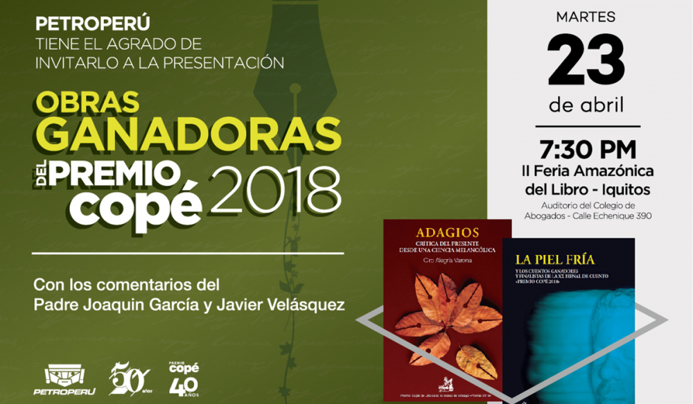 Obras ganadoras del Premio Copé 2018  serán presentadas en Iquitos